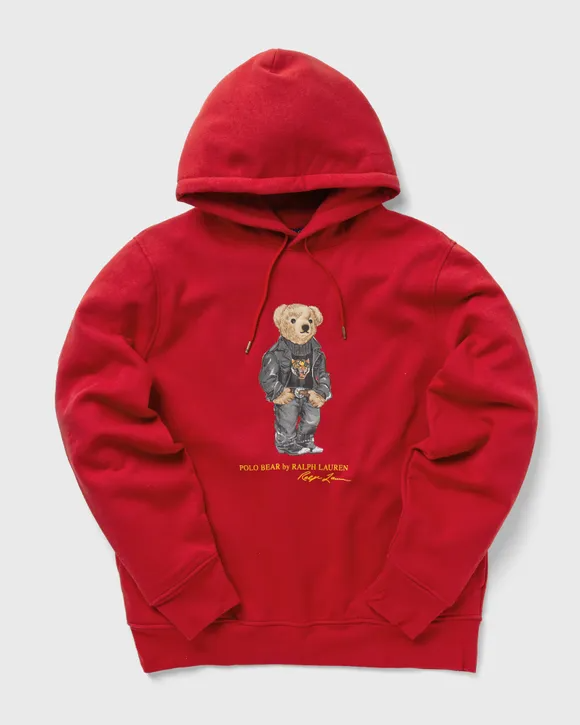 Red polo hoodie with bear new arrivals